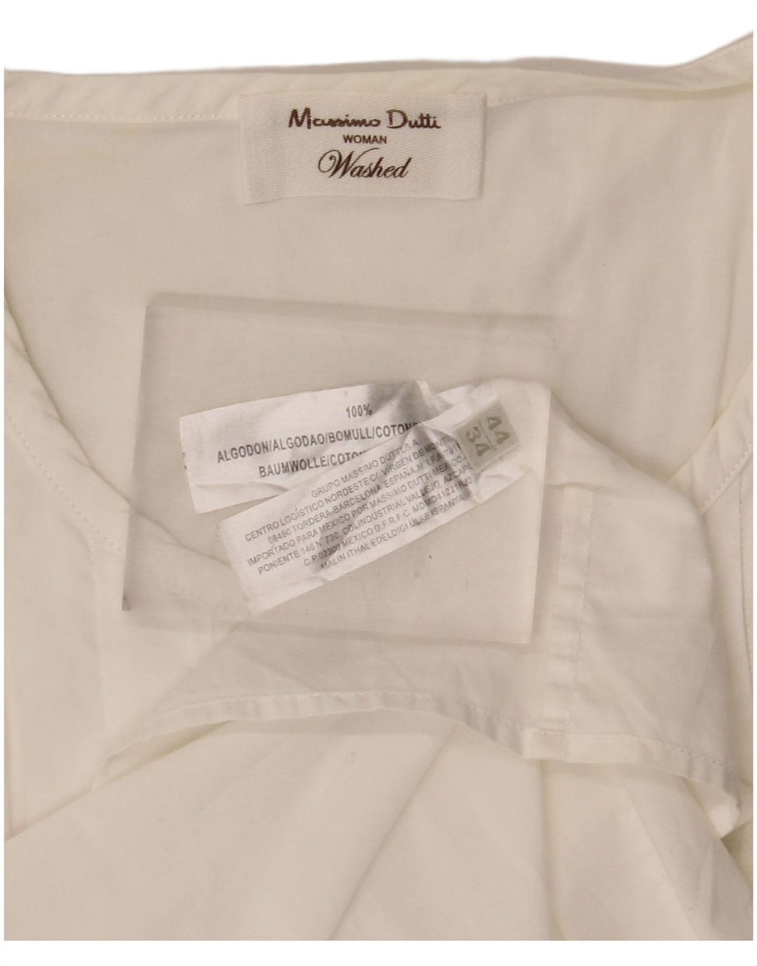 Camicetta doppiopetto da donna Massimo Dutti Top EU 34 2XS cotone bianco sporco