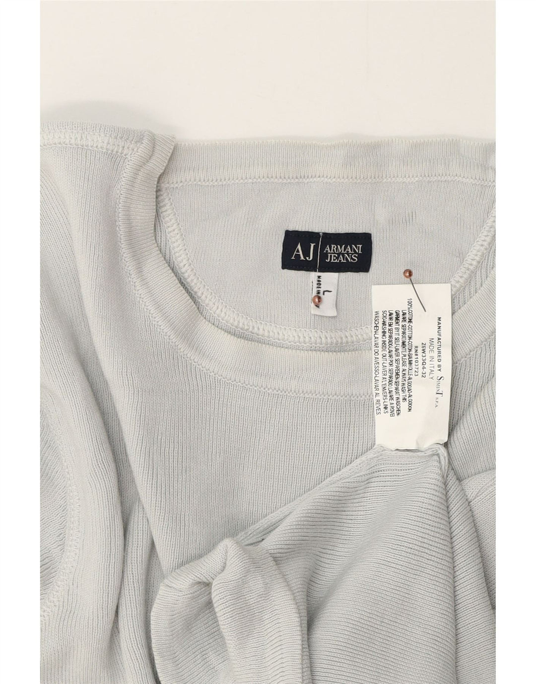 Armani Jeans Top Uomo Manica Lunga Large in Cotone Grigio