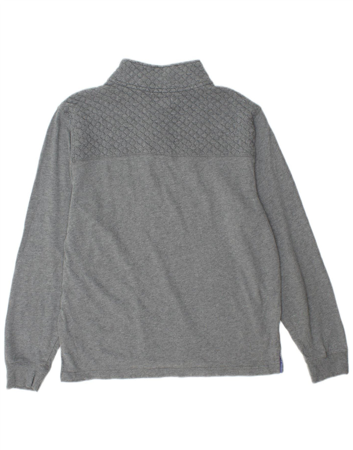 Brooks Brothers Top da uomo con zip e collo a maniche lunghe in cotone grigio grande