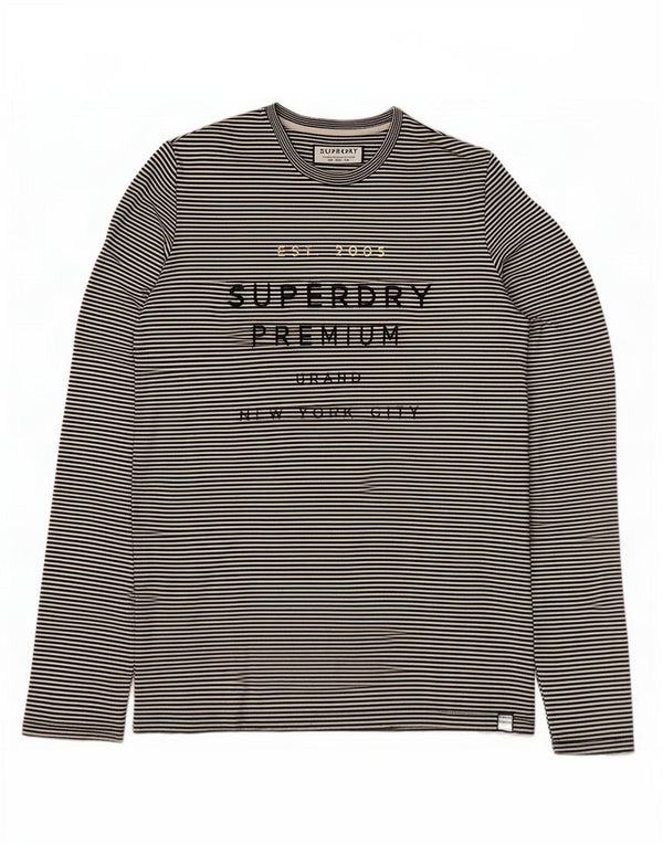Top grafico da donna Superdry manica lunga UK 12 medio nero a righe
