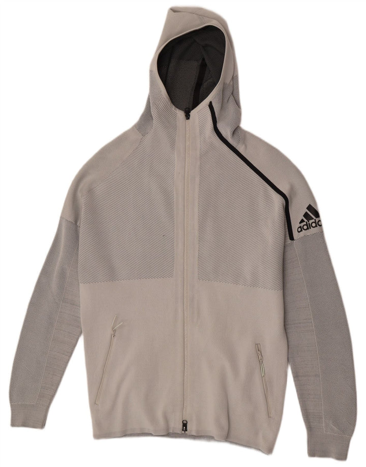 Maglione con cappuccio e zip da uomo ADIDAS grigio medio gessato