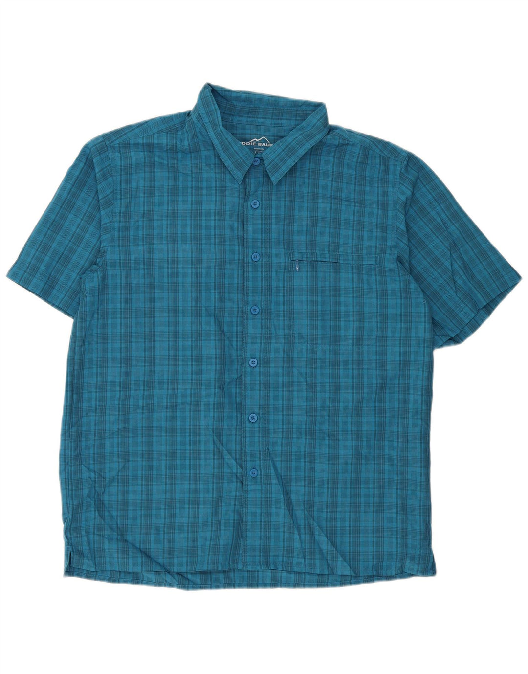 Eddie Bauer Camicia a maniche corte da uomo a quadri grandi in poliestere blu