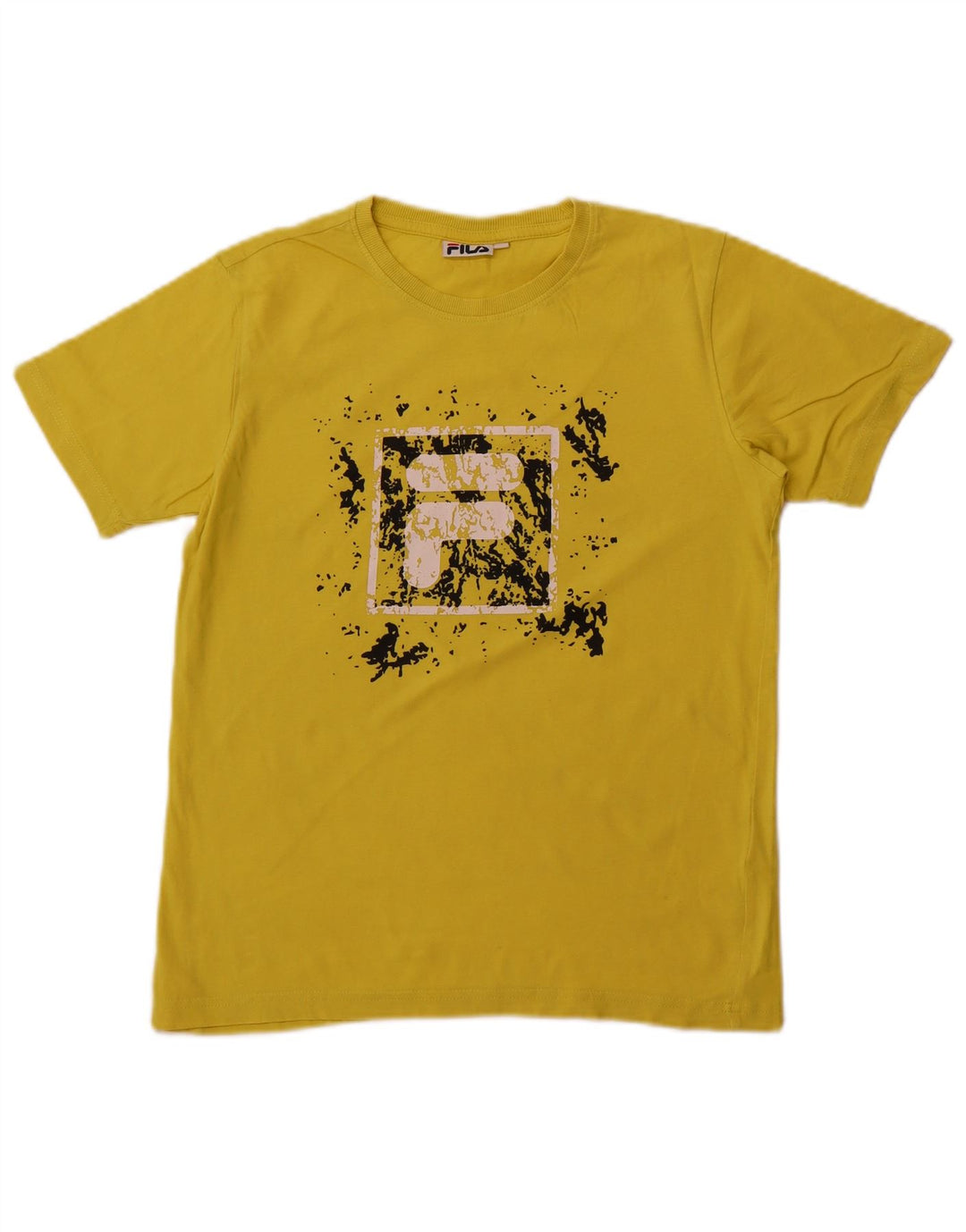 T-shirt grafica da bambino Fila Top 13-14 anni in cotone giallo