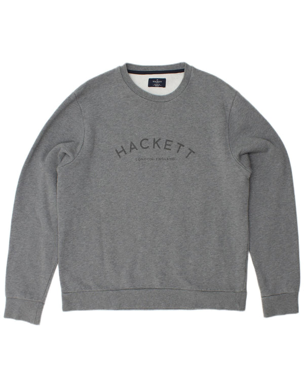 Felpa grafica da uomo HACKETT con vestibilità classica, cotone grigio medio