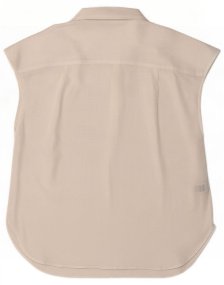 Marks & Spencer camicetta da donna Top UK 14 grande bianco poliestere