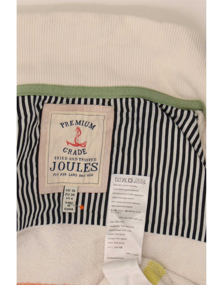 Joules Felpa da Donna con Collo a Bottoni Maglione UK 10 Piccola a Righe Bianche