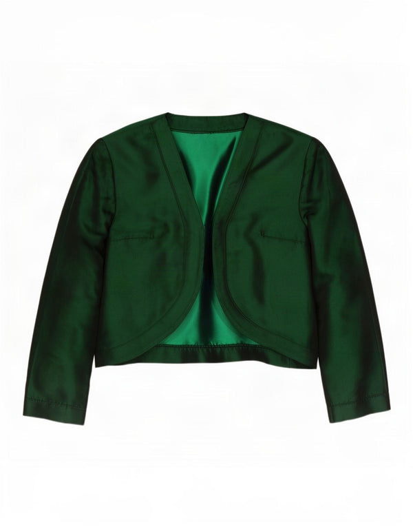 Giacca Bolero vintage da donna con maniche a 3/4 UK 10 piccola verde