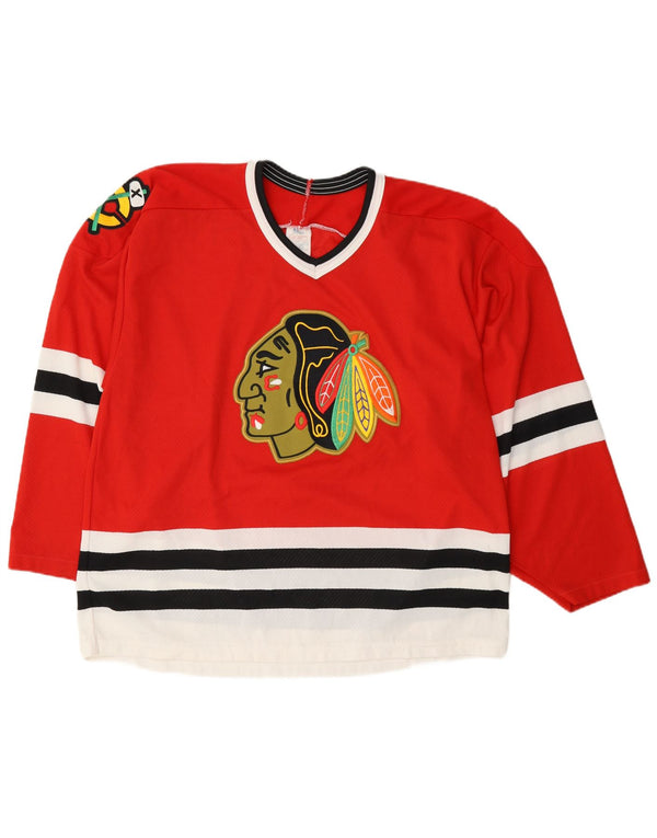 Maglia da hockey vintage da uomo Chicago Blackhawks CCM 1990-96 grande sportiva rossa