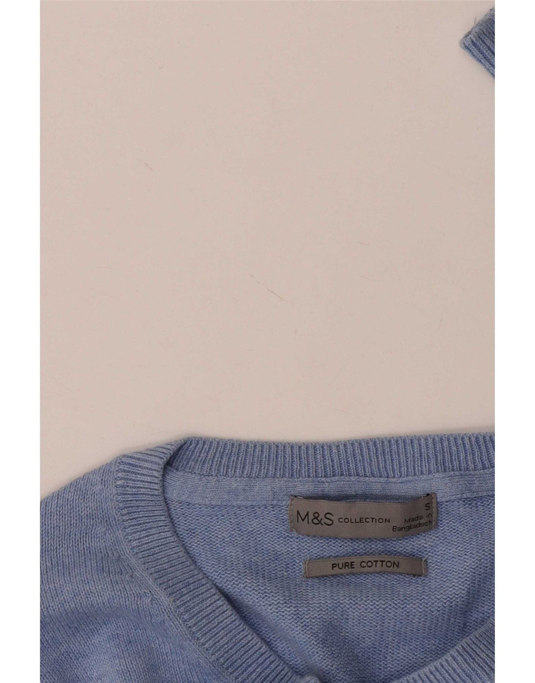 Maglione da uomo con scollo a V Marks & Spencer piccolo cotone blu