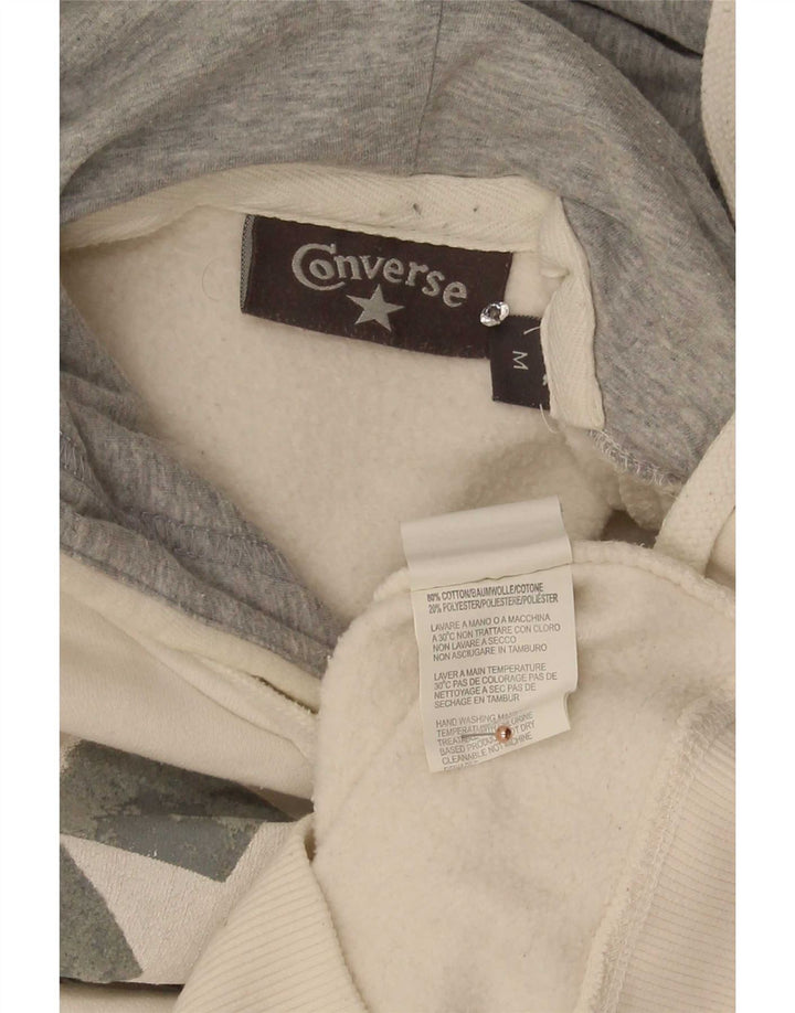 Felpa con cappuccio grafica da uomo Converse, cotone bianco sporco medio