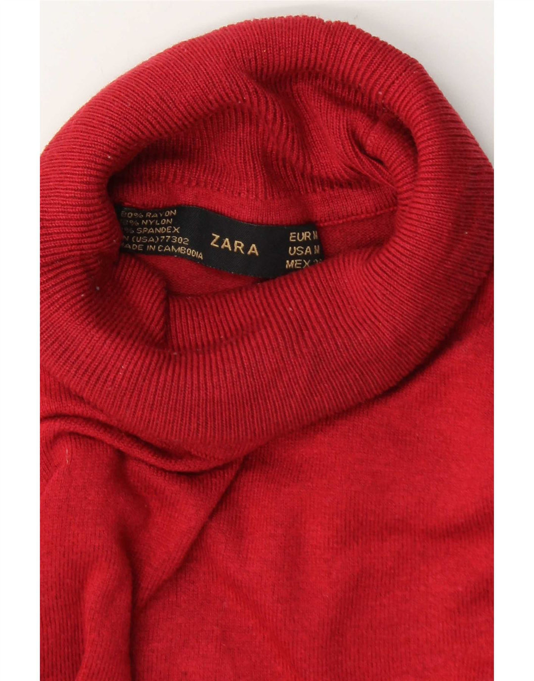 Maglione maglione a collo alto da donna Zara UK 14 Rayon bordeaux medio