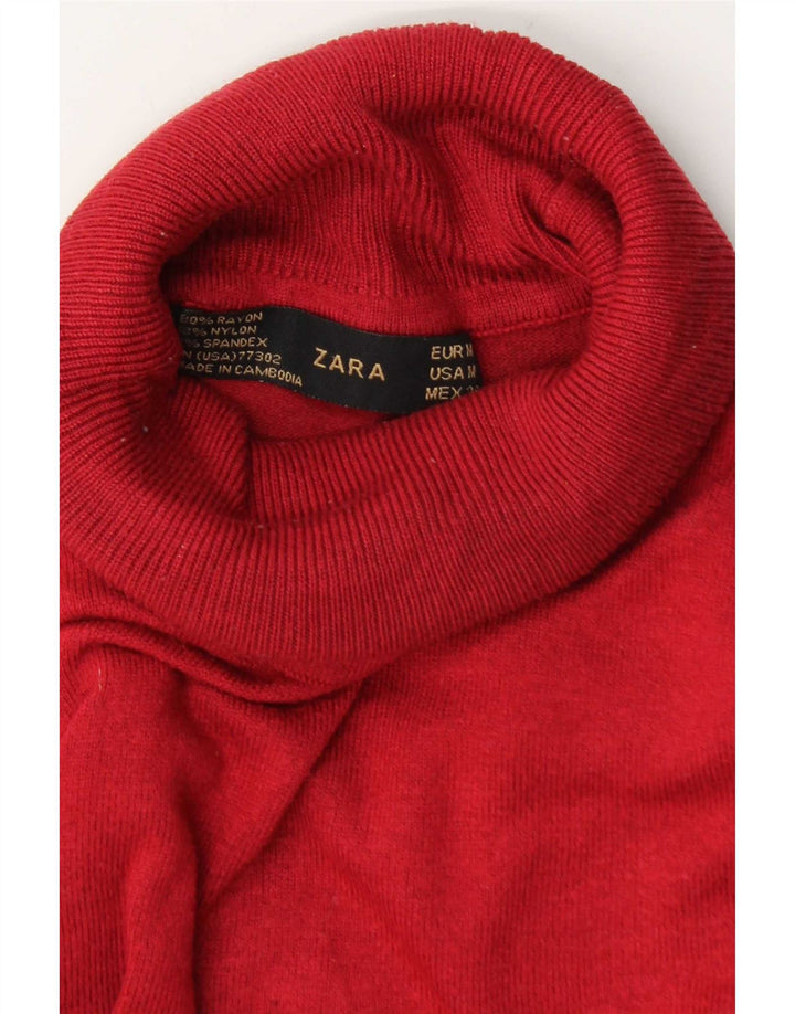 Maglione maglione a collo alto da donna Zara UK 14 Rayon bordeaux medio