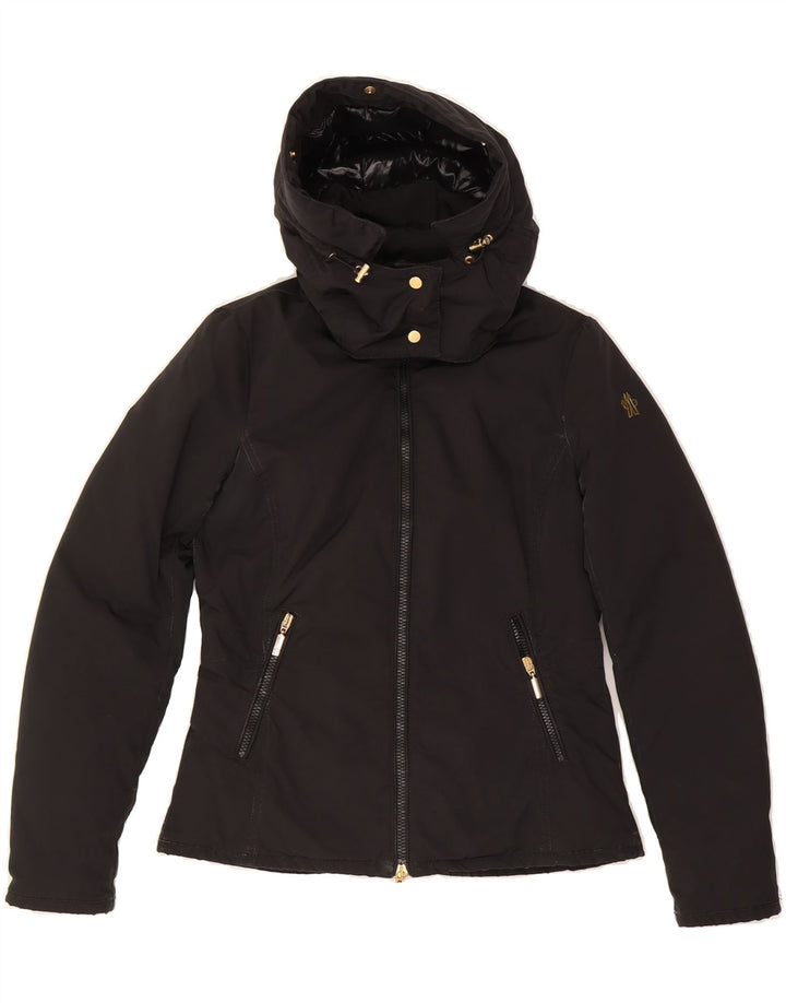 MONCLER Womens Hooded Windbreaker Jacket Size 1 Small Black Winter Vintage Moncler and Second-Hand Moncler from Messina Hembry 