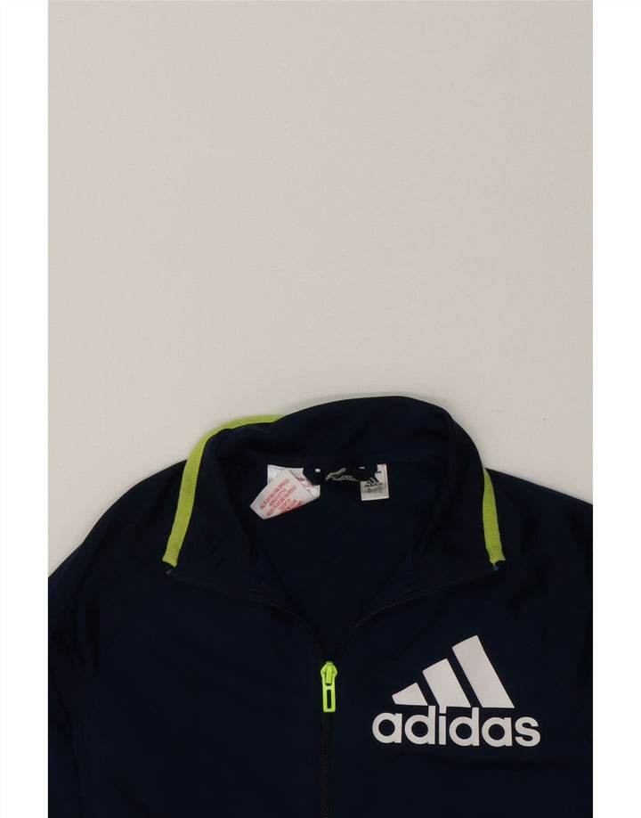 ADIDAS Boys Graphic Tracksuit Top Jacket 11-12 Years Navy Blue Vintage Adidas and Second-Hand Adidas from Messina Hembry 