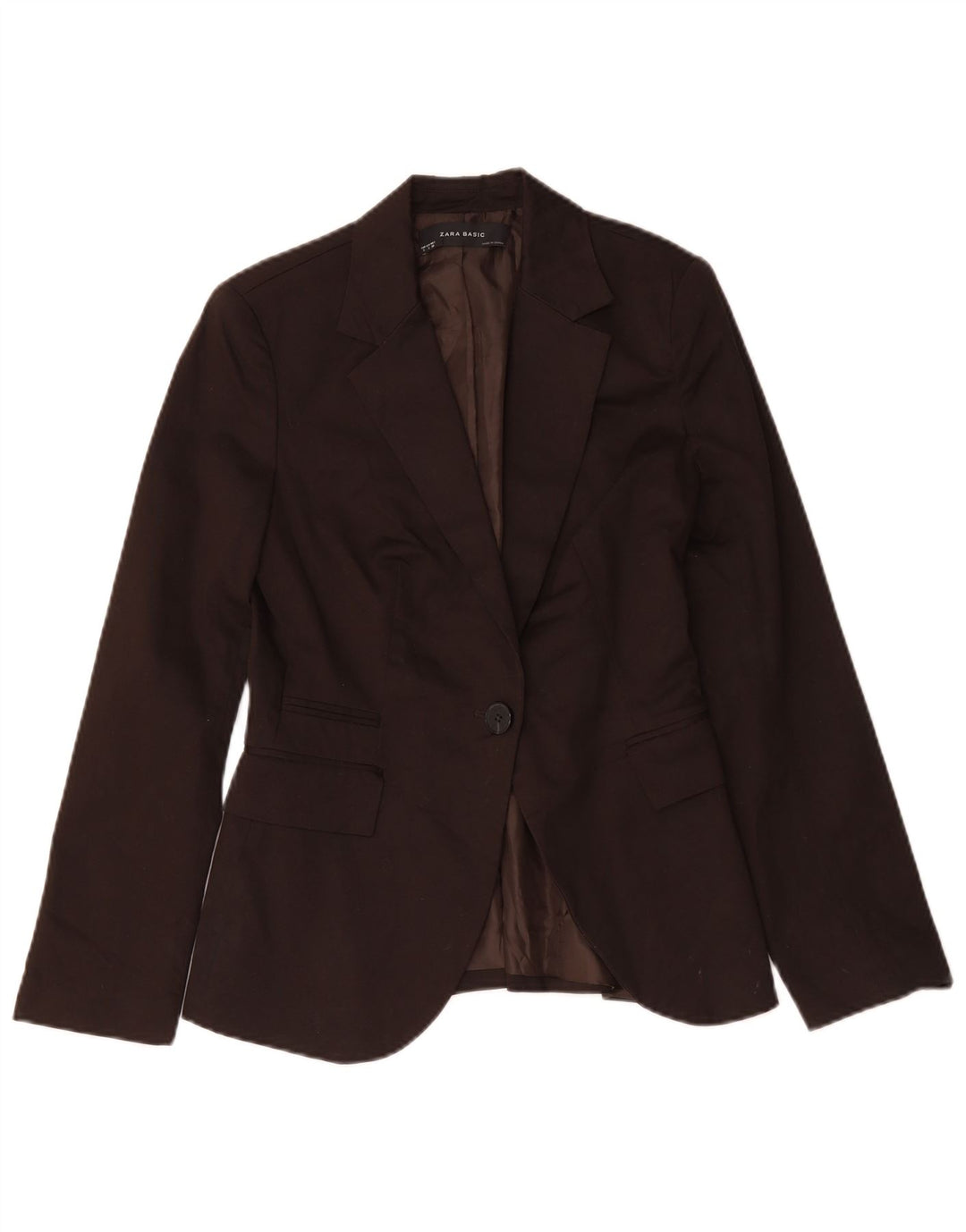 Giacca blazer a 1 bottone da donna Zara UK 10 piccola in cotone marrone