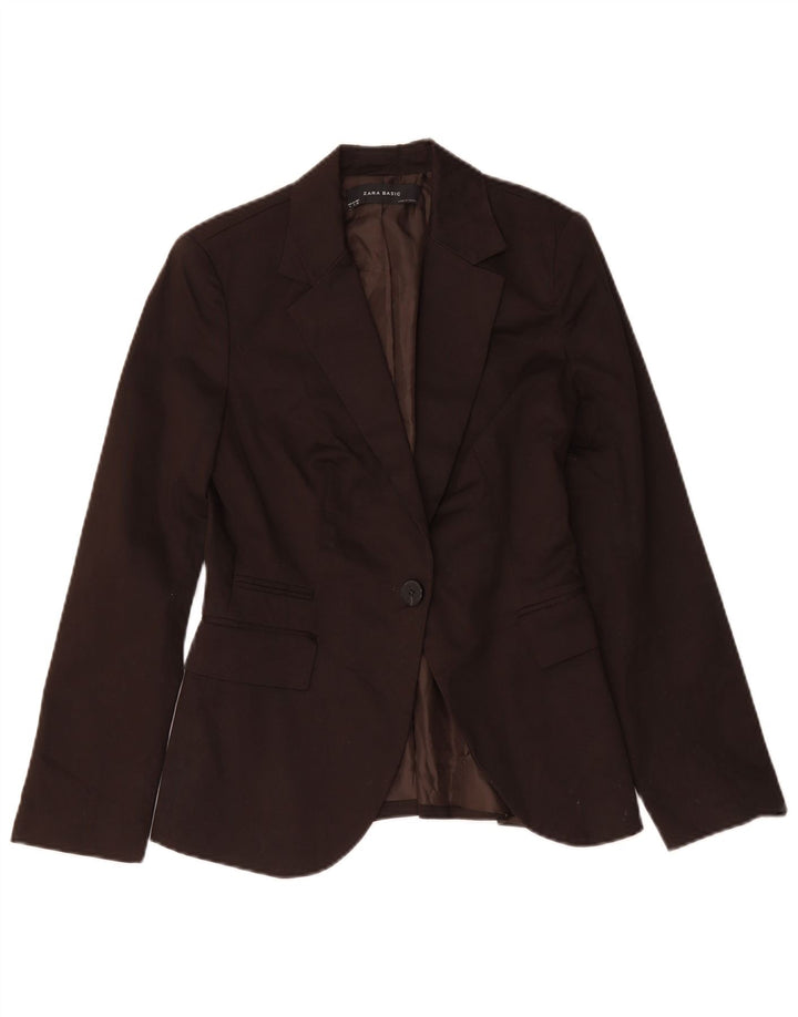 Giacca blazer a 1 bottone da donna Zara UK 10 piccola in cotone marrone