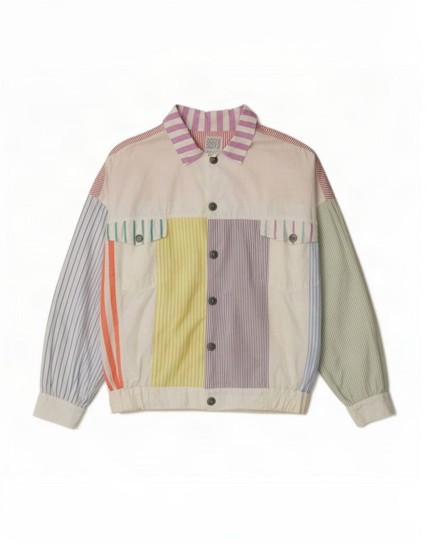 Giubbotto bomber da uomo Naf UK 42 XL in cotone a righe multicolore retrò