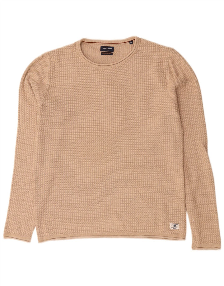 Maglione maglione girocollo da uomo Jack & Jones in cotone beige medio