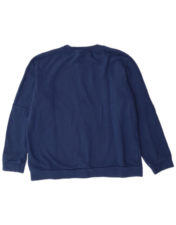 Felpa da uomo ADIDAS maglione grande in cotone blu navy