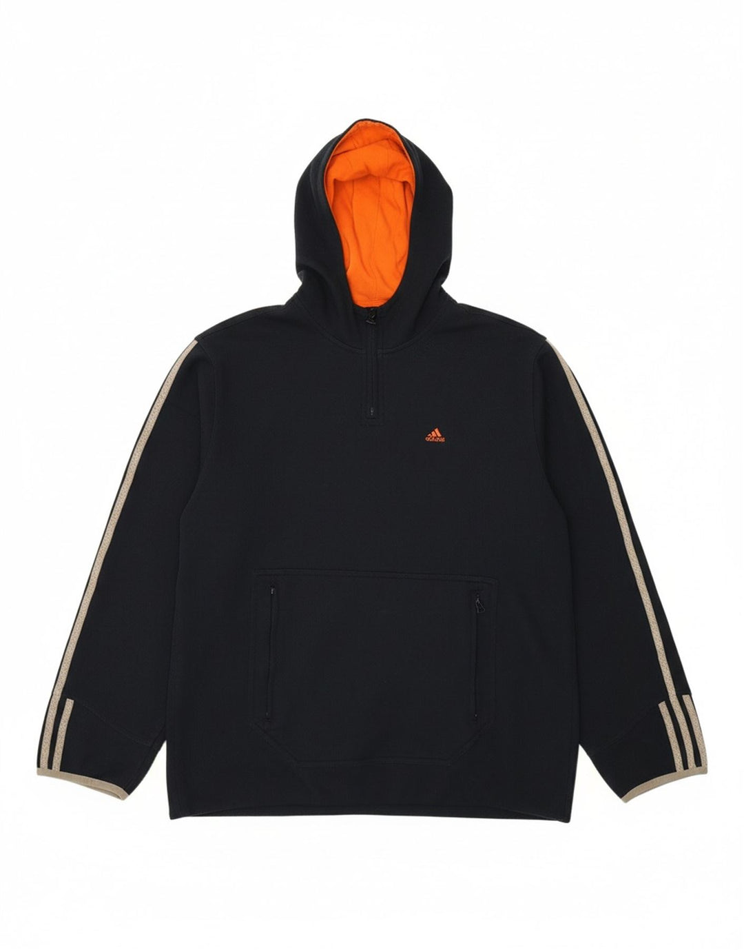ADIDAS Mens Zip Neck Hoodie Jumper Small Navy Blue Polyester