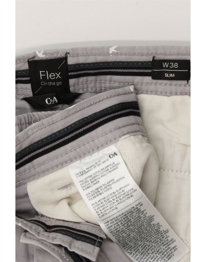 C&A Pantaloncini chino slim da uomo con motivo astratto W38 XL in cotone grigio