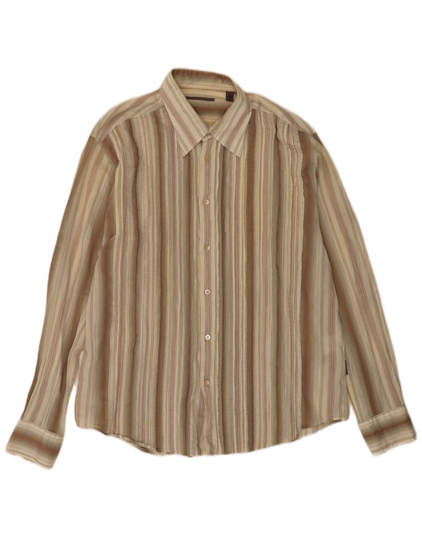 Ted Baker Camicia da uomo in cotone a righe grandi color kaki