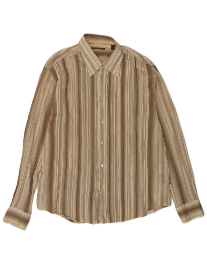 Ted Baker Camicia da uomo in cotone a righe grandi color kaki