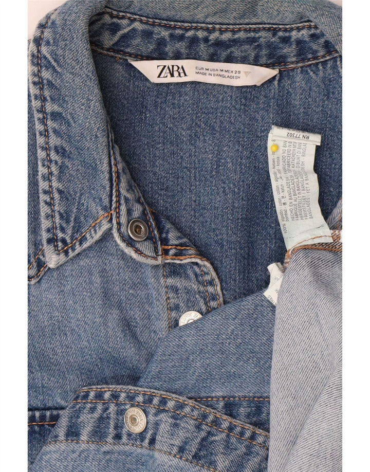 Camicia in denim da donna Zara UK 14 cotone blu medio