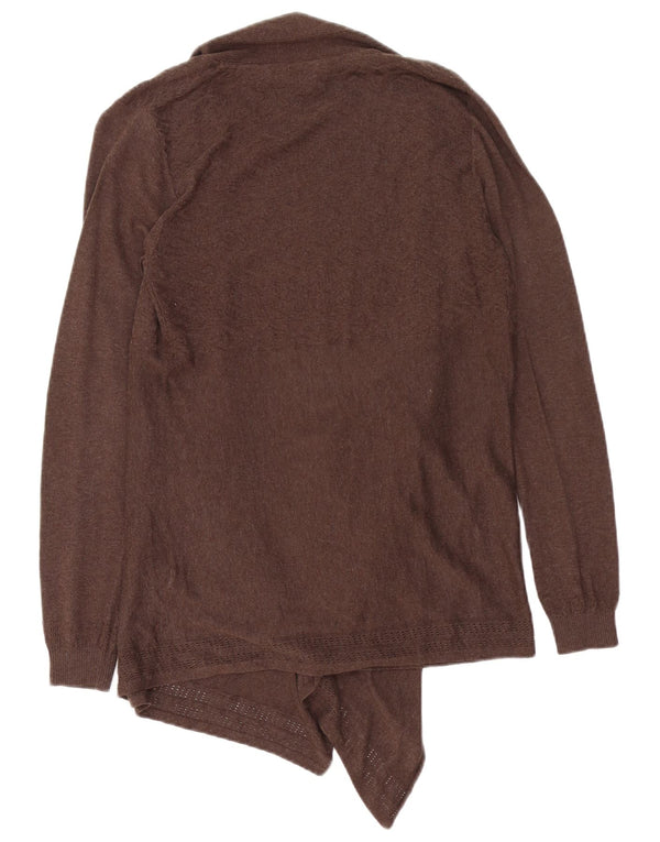 Fat Face Womens Asymmetric Open Cardigan Sweater UK 10 Small Brown Cotton