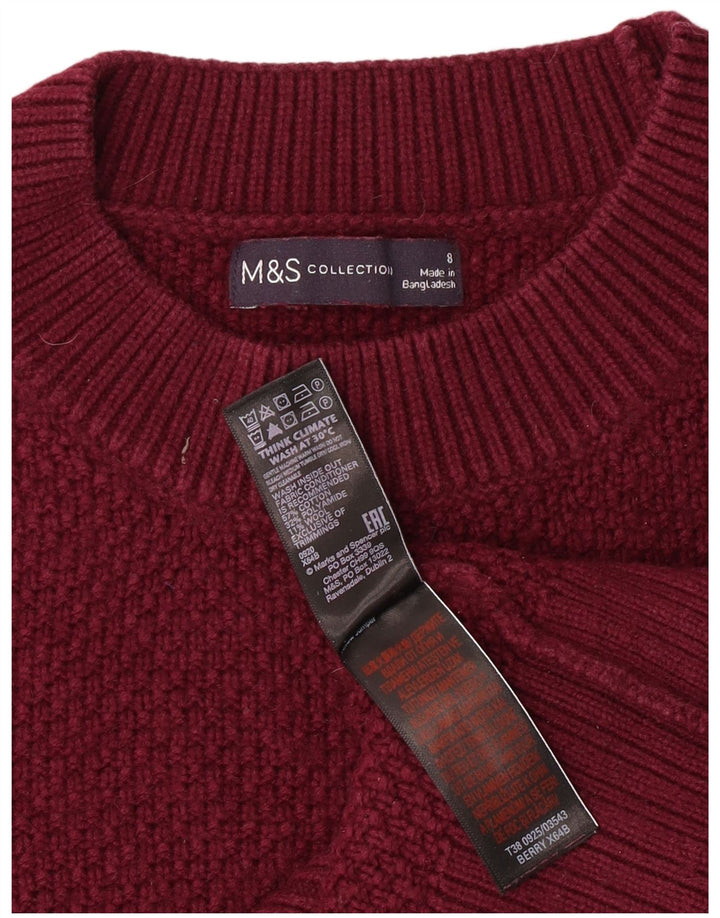 Maglione corto girocollo da donna Marks & Spencer UK 8 piccolo marrone