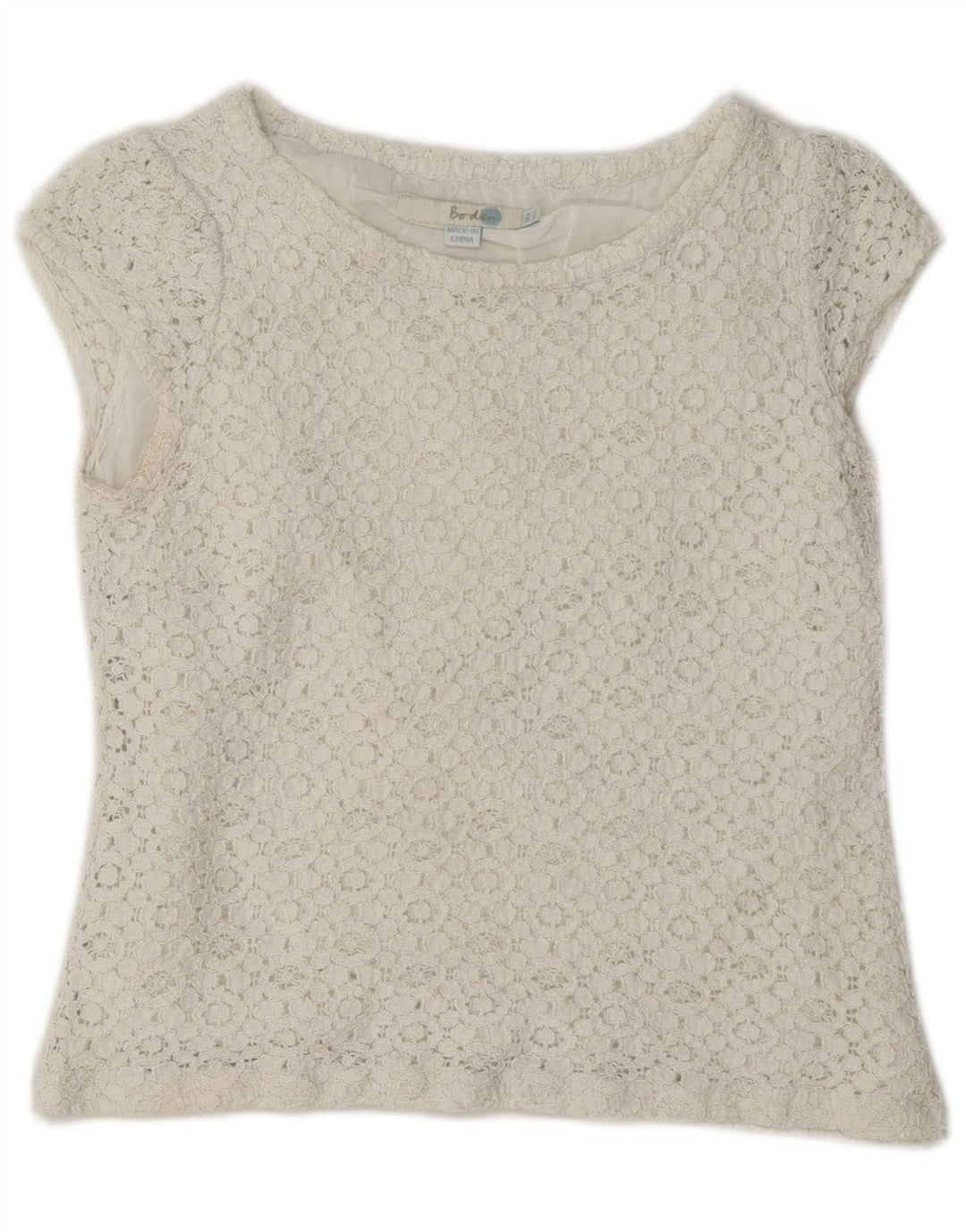Top in camicetta di pizzo corto da donna Boden UK 8 piccolo bianco