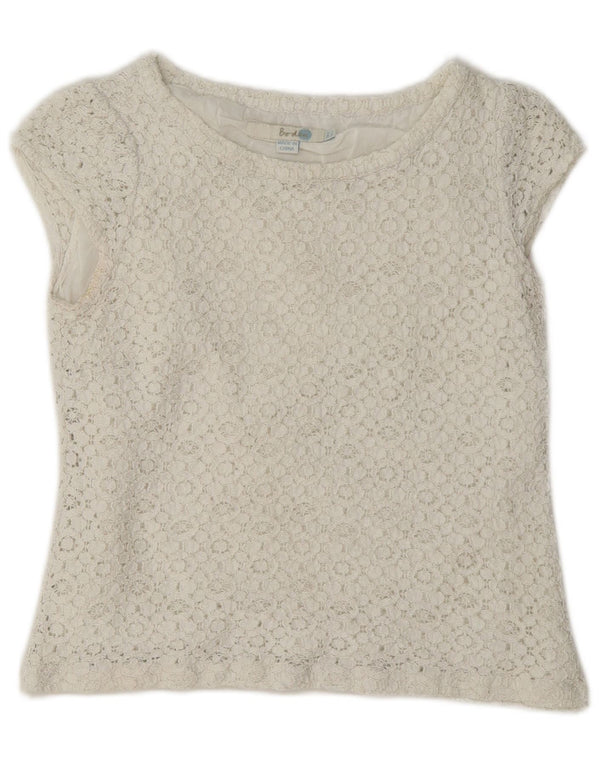 Top in camicetta di pizzo corto da donna Boden UK 8 piccolo bianco