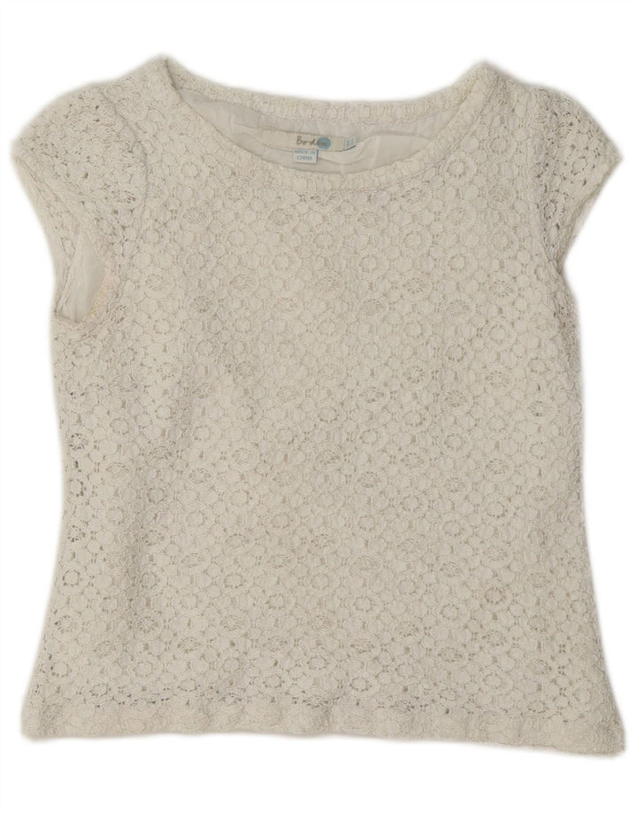 Top in camicetta di pizzo corto da donna Boden UK 8 piccolo bianco