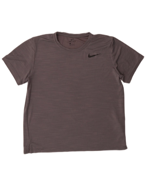 NIKE Womens Dri Fit T-Shirt Top UK 16 Large Grey Flecked Polyester