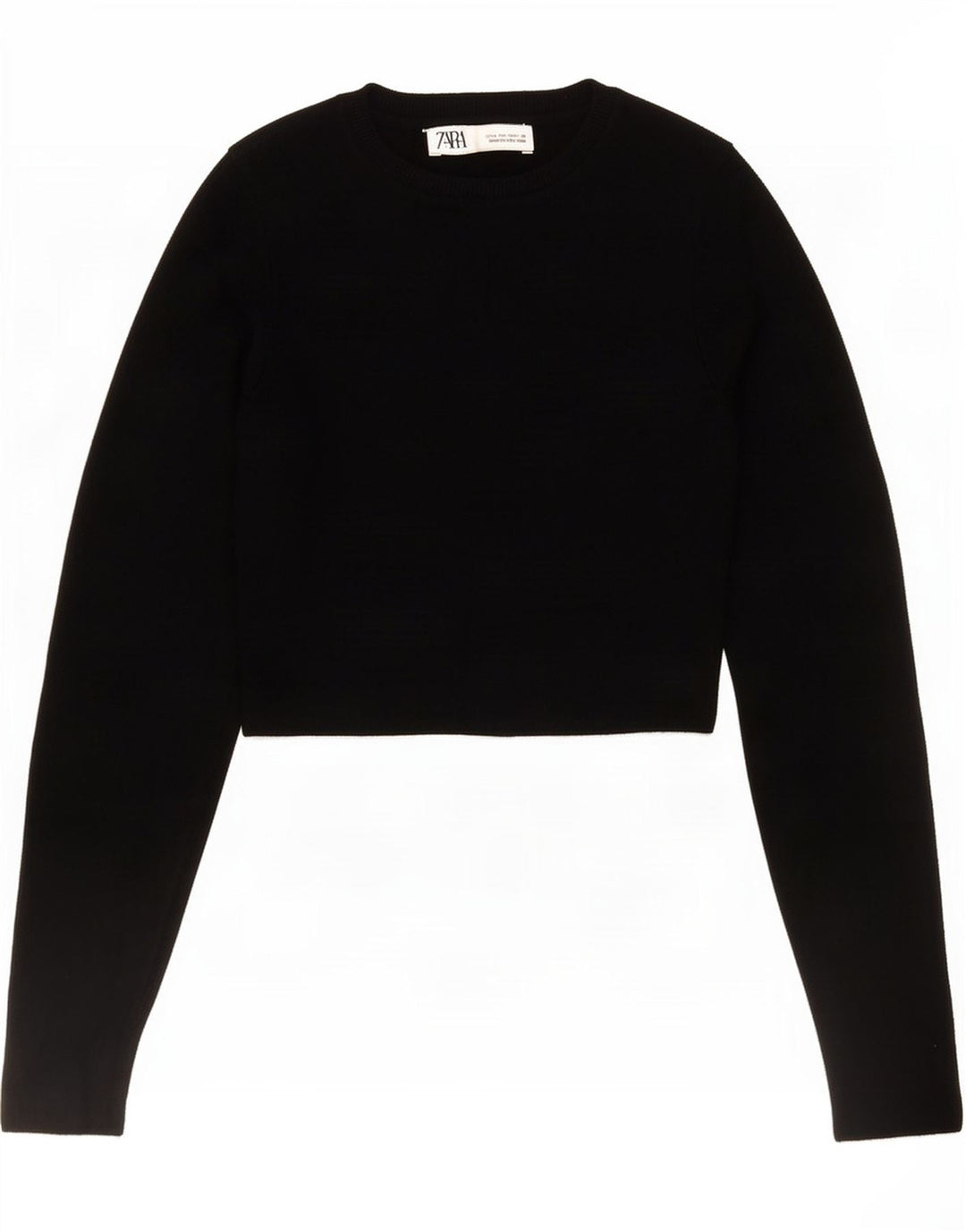 Top corto da donna Zara a maniche lunghe UK 12 viscosa nera media