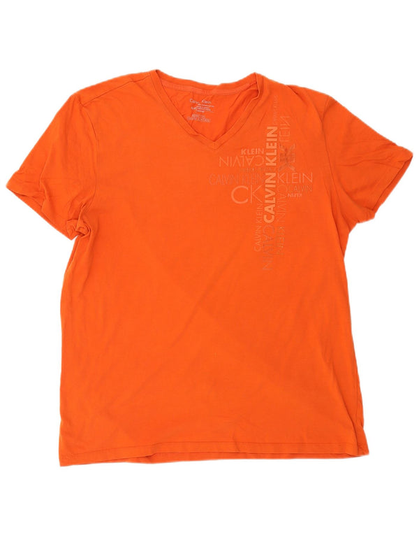 Calvin Klein - T-shirt grafica body fit da donna, taglia UK 16, taglia grande, in cotone arancione