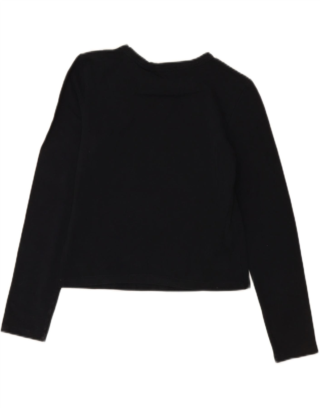 SERGIO TACCHINI Womens Crop Top Long Sleeve UK 10 Small Black Cotton