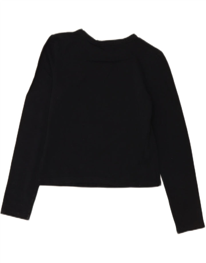 SERGIO TACCHINI Womens Crop Top Long Sleeve UK 10 Small Black Cotton