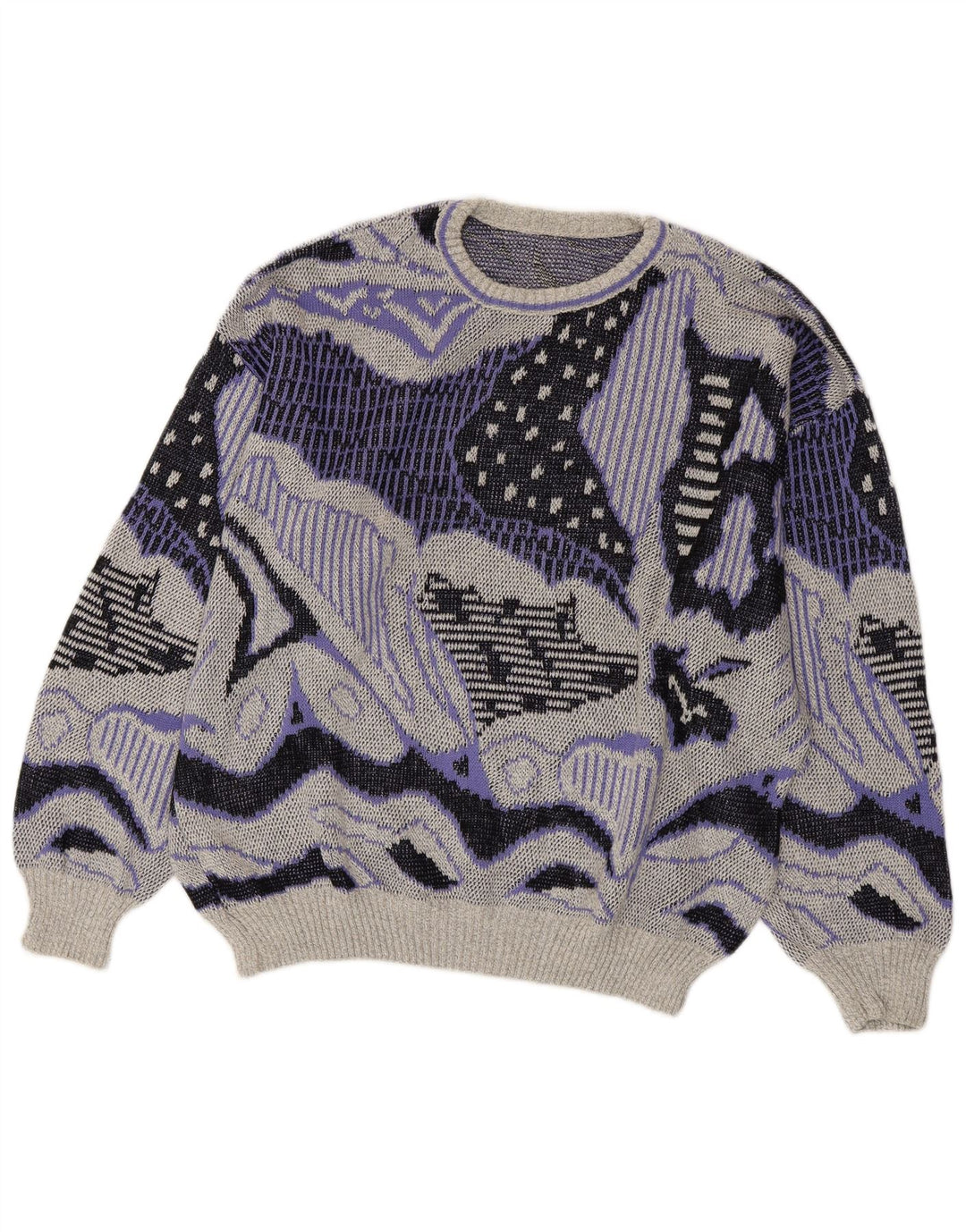 Maglione girocollo da donna con motivo astratto VINTAGE UK 20 2XL Grigio