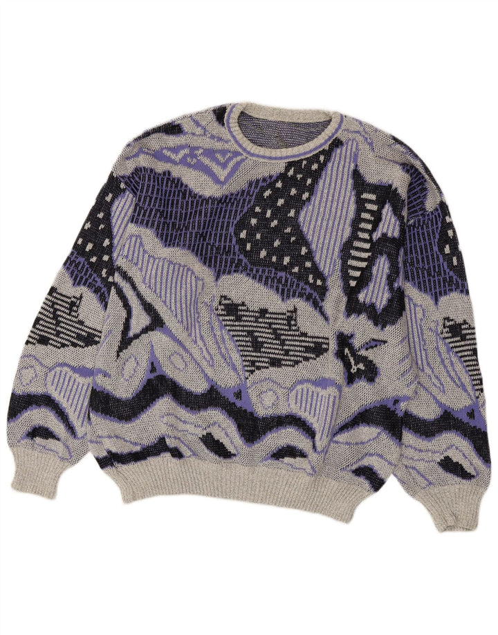 Maglione girocollo da donna con motivo astratto VINTAGE UK 20 2XL Grigio