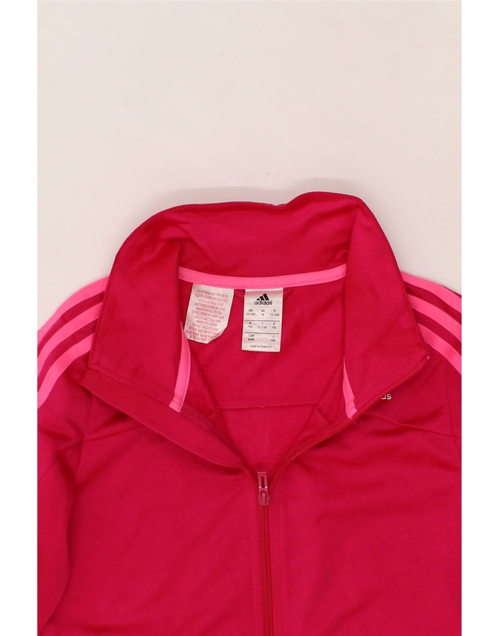 ADIDAS Girls Tracksuit Top Jacket 11-12 Years Red Polyester Vintage Adidas and Second-Hand Adidas from Messina Hembry 