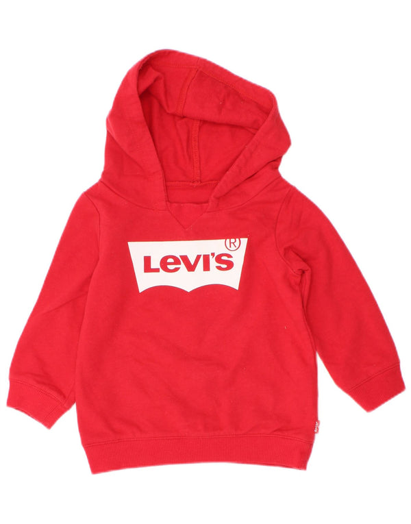 Maglione con cappuccio grafico per bambina Levi's 6-9 mesi in cotone rosso