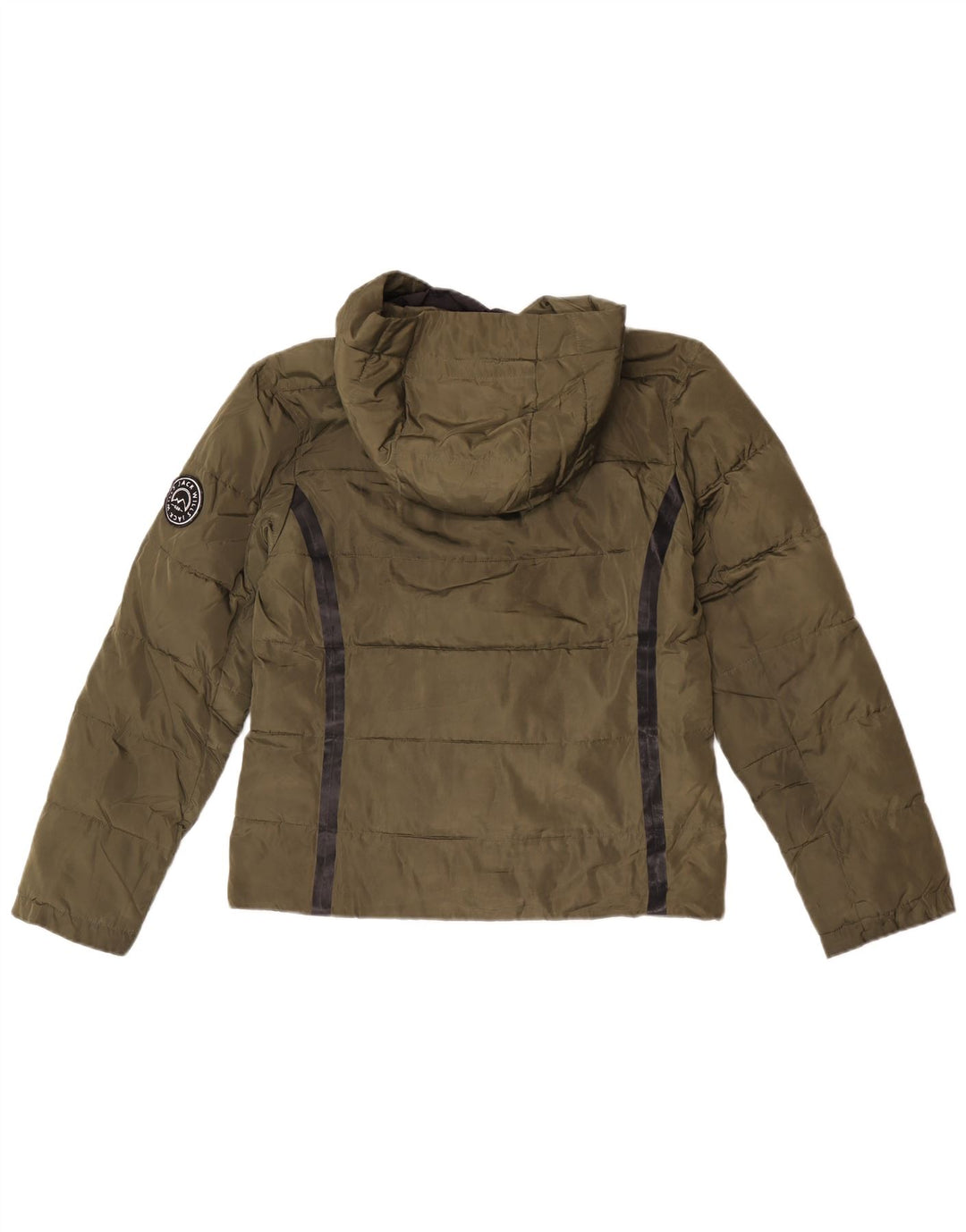 Giacca imbottita con cappuccio da donna Jack Wills UK 10 piccola in poliestere a righe kaki