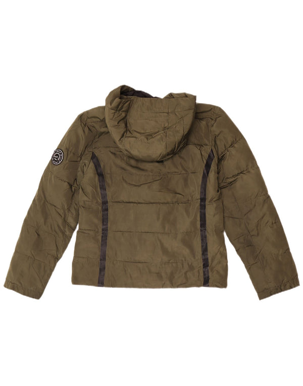 Giacca imbottita con cappuccio da donna Jack Wills UK 10 piccola in poliestere a righe kaki