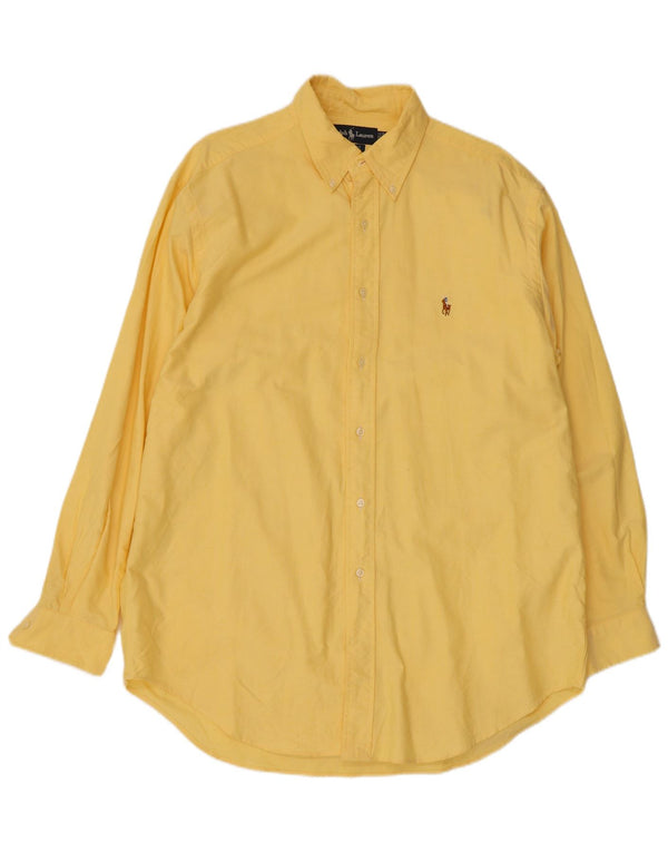 Ralph Lauren Camicia da uomo Yarmouth vestibilità rilassata taglia 16 grande cotone giallo