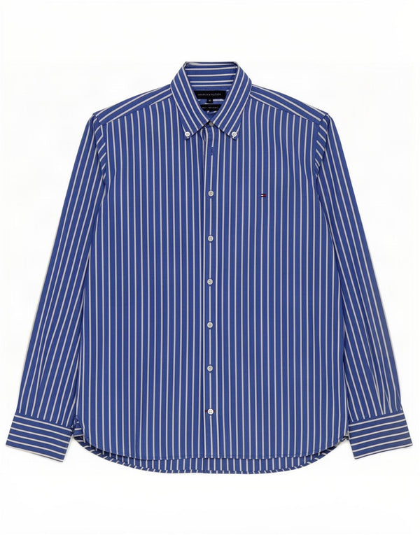 Camicia da uomo Tommy Hilfiger in cotone gessato blu medio