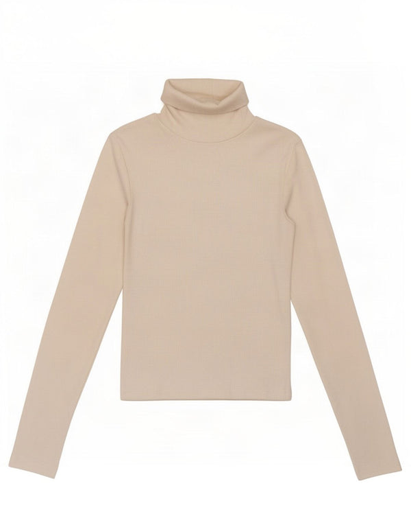 Top corto da donna Zara con collo alto a maniche lunghe UK 8 Small bianco