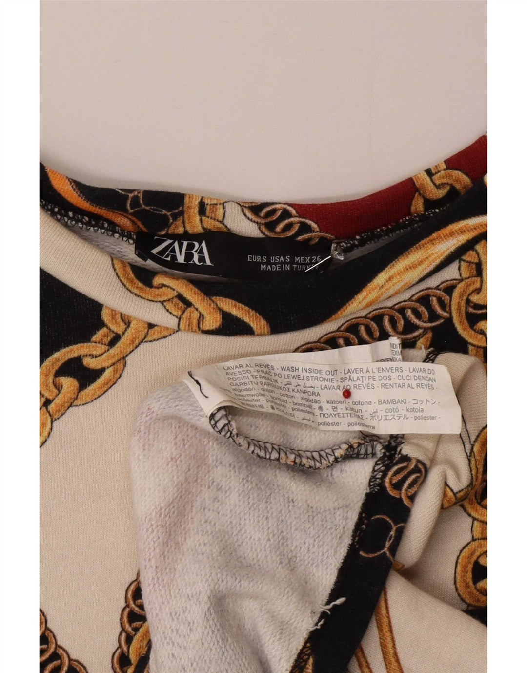 Felpa con grafica corta Zara da donna UK 10 piccola multicolore