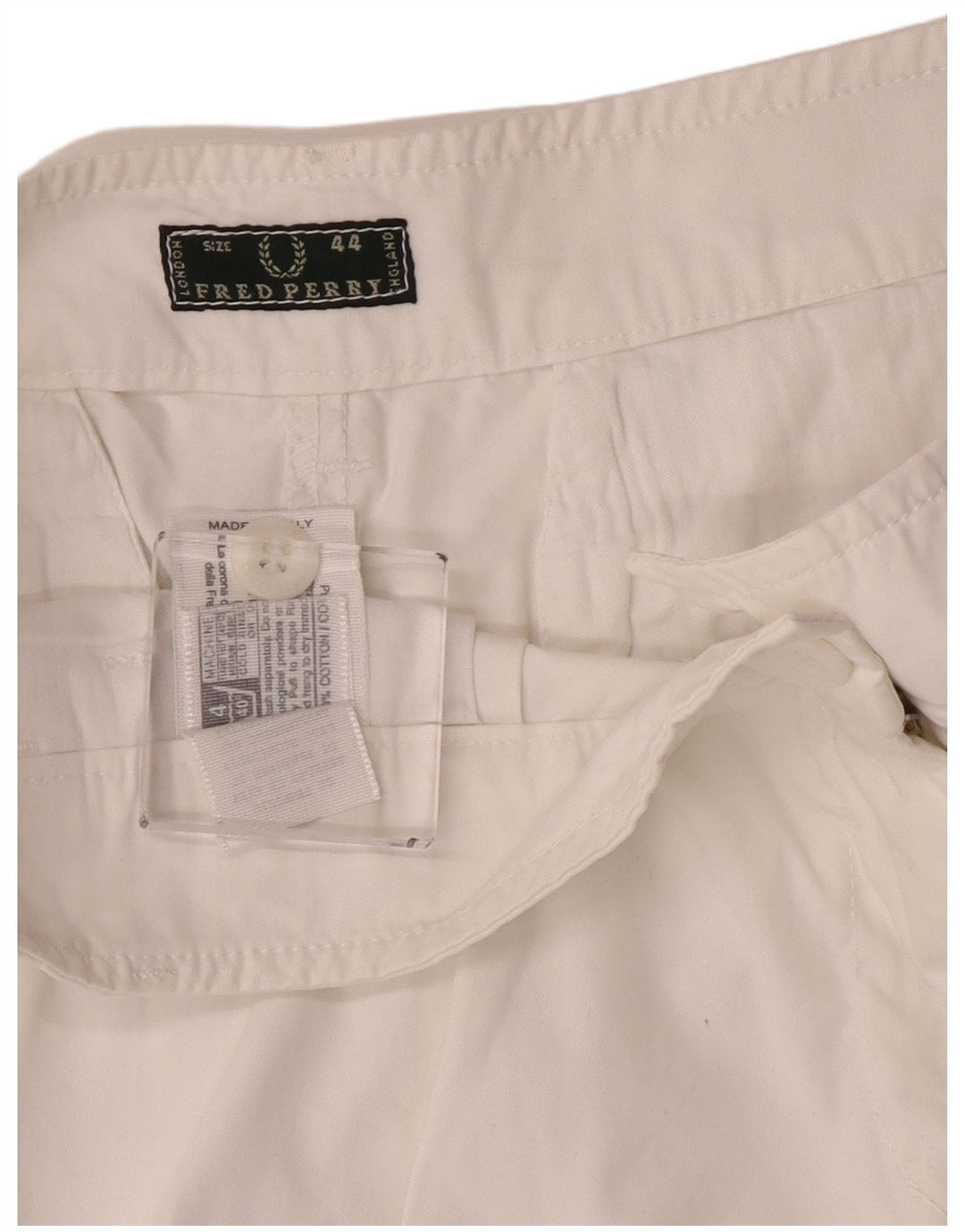 Pantaloncini chino da donna Fred Perry IT 44 medi W30 cotone bianco