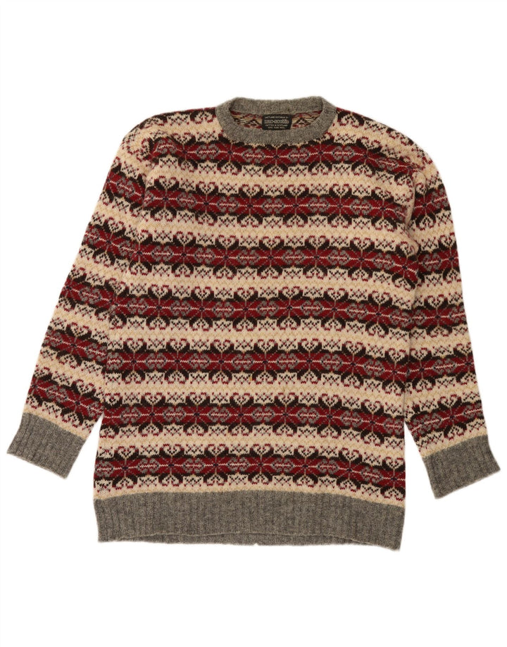 Maglione vintage da uomo girocollo girocollo medio multicolore classico